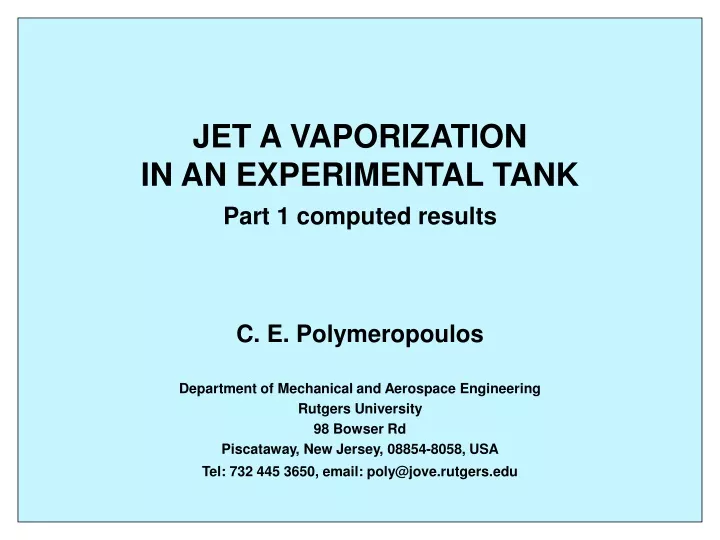 jet a vaporization in an experimental tank part