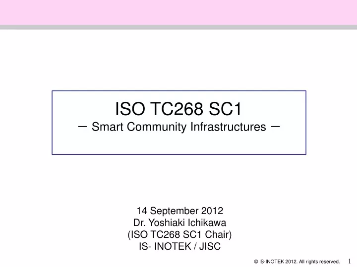 iso tc268 sc1 smart community infrastructures