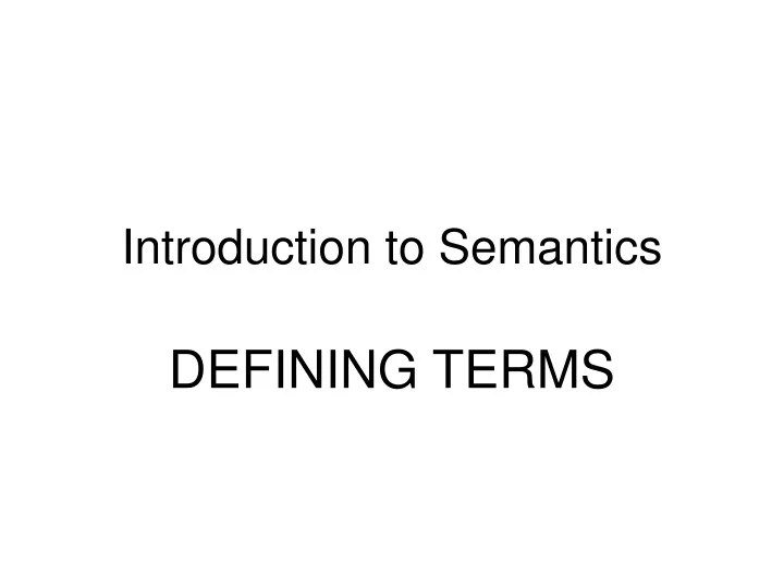 introduction to semantics