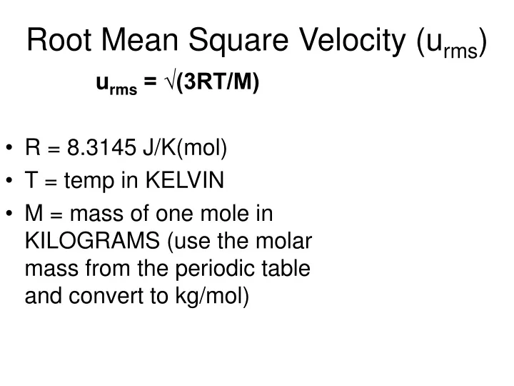 root mean square velocity u rms