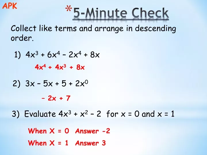 5 minute check