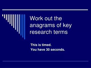 Work out the anagrams of key research terms