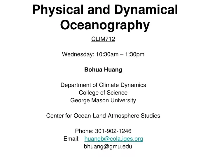physical and dynamical oceanography