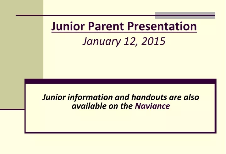 junior parent presentation january 12 2015