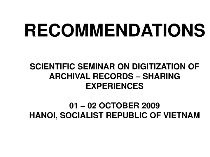 recommendations scientific seminar