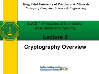 SEC511 Principles of Information Assurance and Security Lecture 3 Cryptography Overview