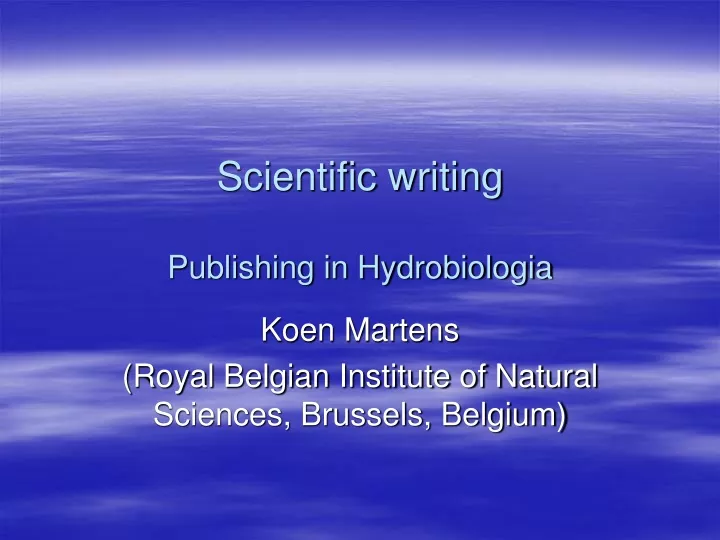 scientific writing publishing in hydrobiologia