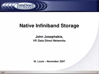 Native Infiniband Storage John Josephakis, VP, Data Direct Networks St. Louis – November 2007