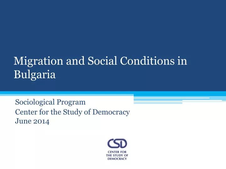 migration and social conditions in bulgaria