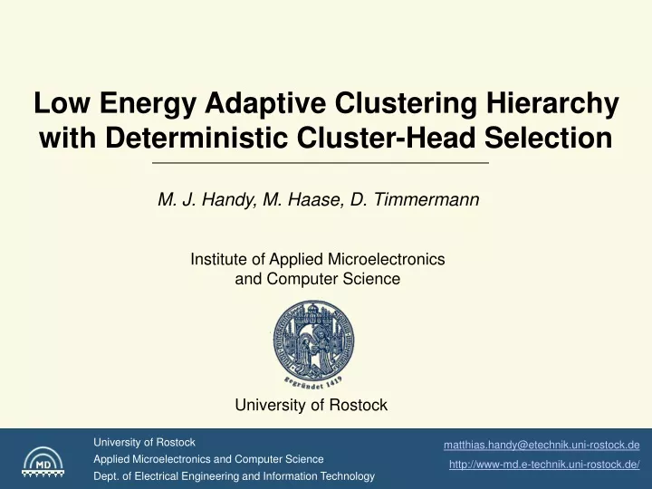 low energy adaptive clustering hierarchy with