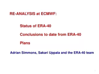 RE-ANALYSIS at ECMWF: