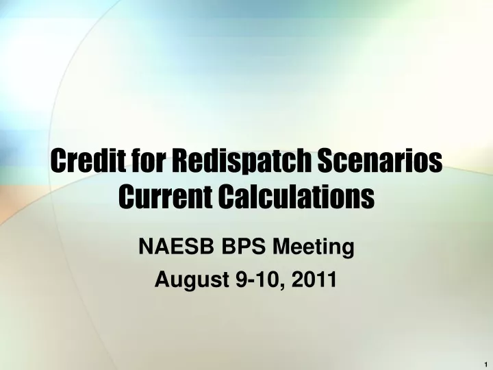 credit for redispatch scenarios current calculations