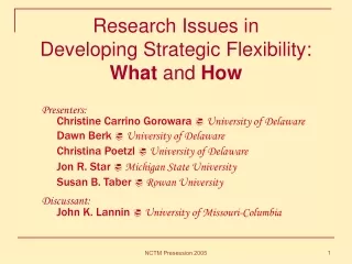 Research Issues in Developing Strategic Flexibility: What  and  How