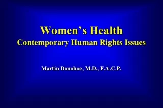 Women’s Health Contemporary Human Rights Issues