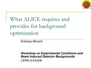 What ALICE requires and provides for background optimization