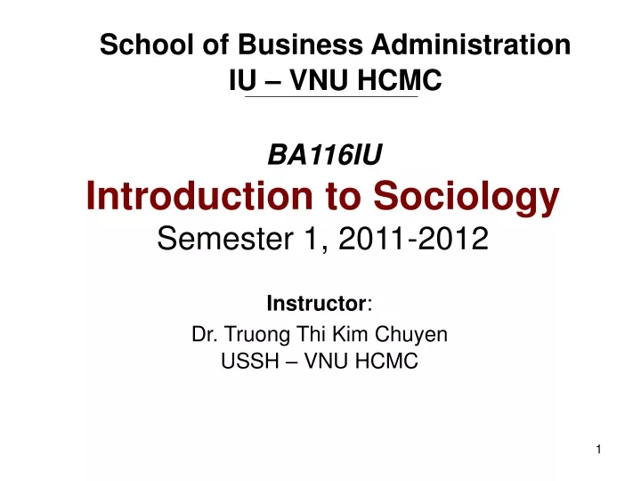 ba116iu introduction to sociology semester 1 2011 2012
