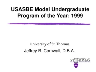 USASBE Model Undergraduate Program of the Year: 1999