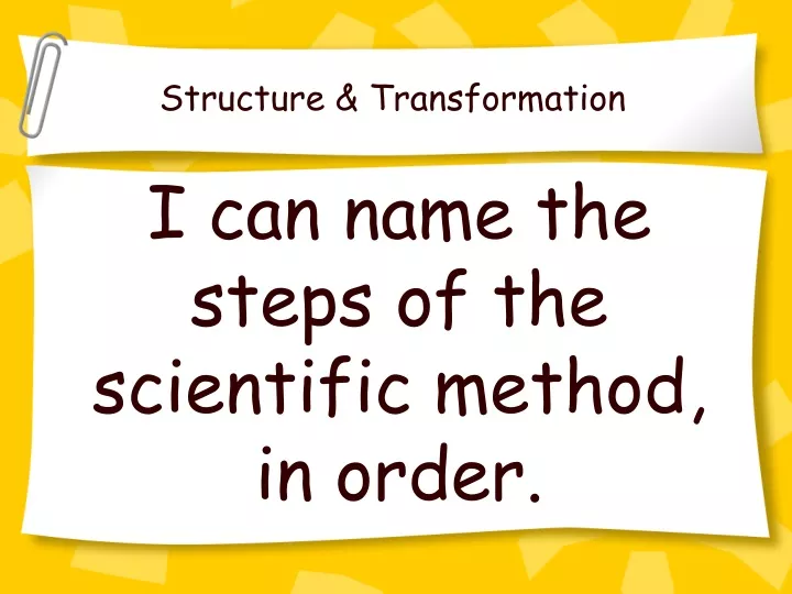 i can name the steps of the scientific method in order
