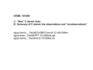 CH3Br, 101209 “New” C atomic lines Summary of C atomic line observations and “nonobservations”