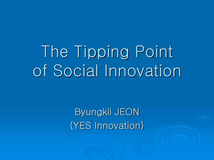 the tipping point of social innovation