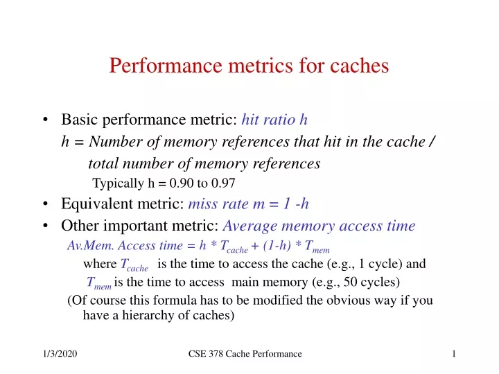 performance metrics for caches