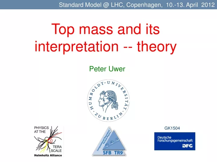 top mass and its interpretation theory