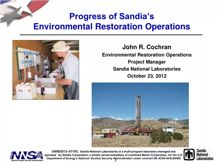 progress of sandia s environmental restoration operations