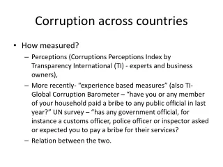 Corruption across countries
