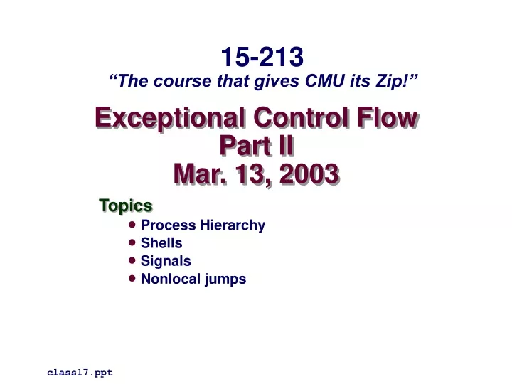 exceptional control flow part ii mar 13 2003