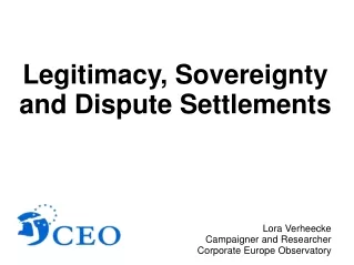 Legitimacy, Sovereignty and Dispute Settlements