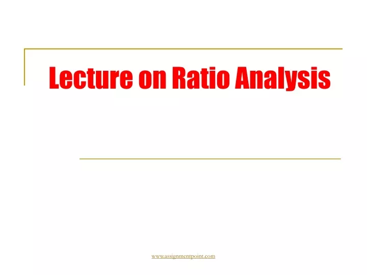lecture on ratio analysis