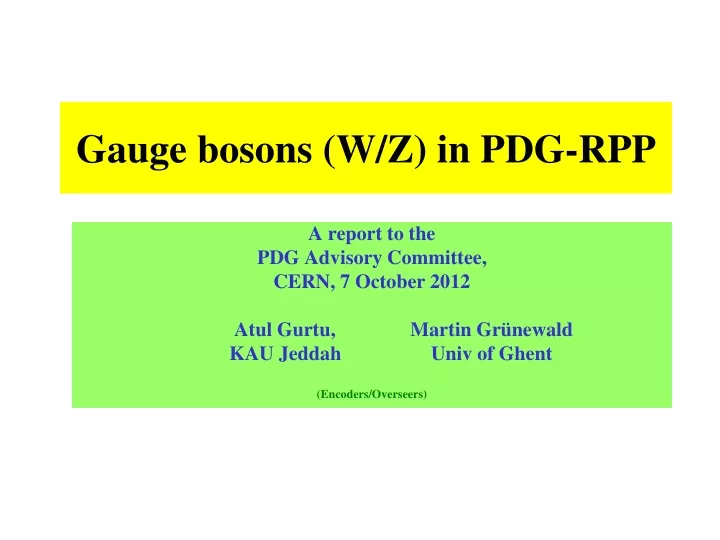 gauge bosons w z in pdg rpp