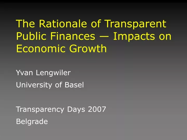 the rationale of transparent public finances impacts on economic growth