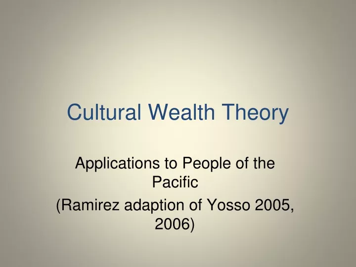 cultural wealth theory