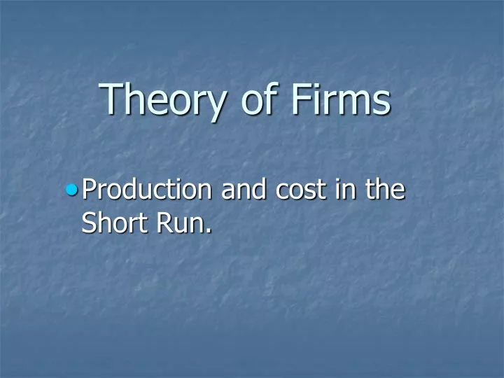 theory of firms