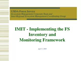 IMIT - Implementing the FS Inventory and  Monitoring Framework April 5, 2000