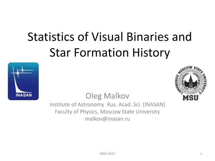 statistics of visual binaries and star formation history