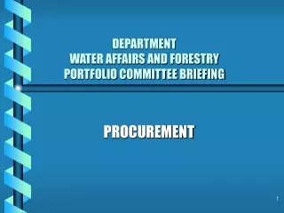 DEPARTMENT WATER AFFAIRS AND FORESTRY PORTFOLIO COMMITTEE BRIEFING