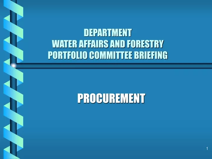 department water affairs and forestry portfolio committee briefing