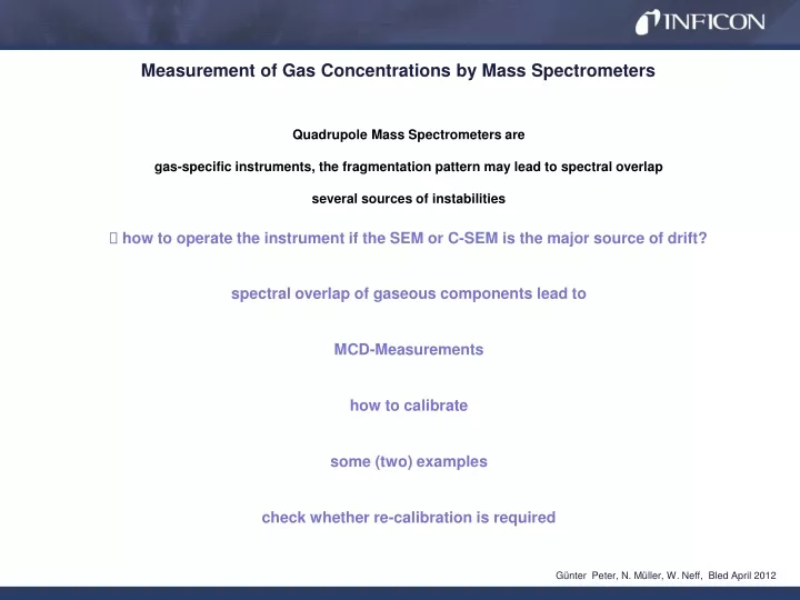 measurement of gas concentrations by mass spectrometers