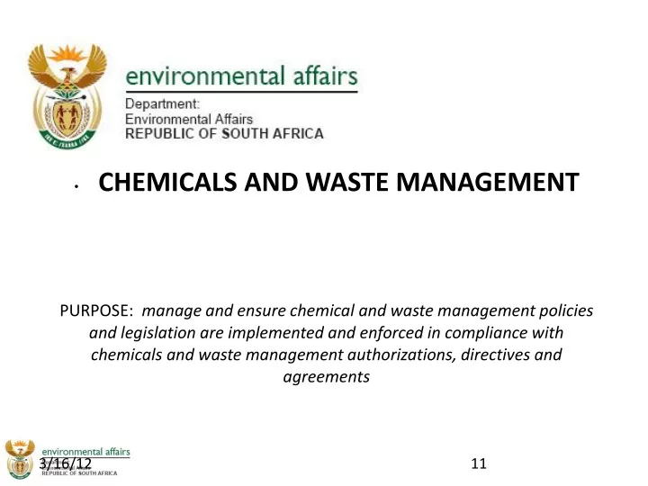 chemicals and waste management