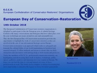 European Day  of Conservation -Restoration 14th  October  2018