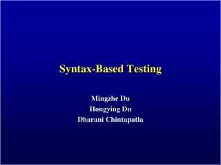 Syntax-Based Testing