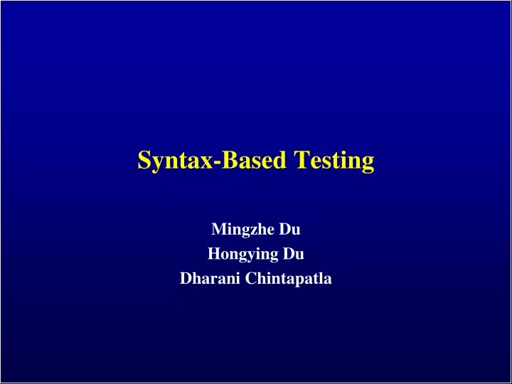 syntax based testing