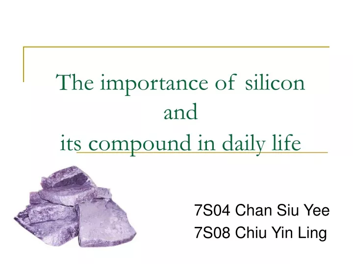 the importance of silicon and its compound in daily life