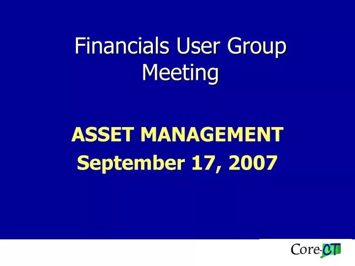 financials user group meeting
