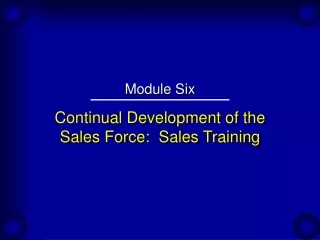 Continual Development of the Sales Force:  Sales Training