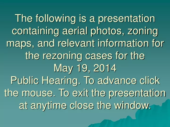 the following is a presentation containing aerial