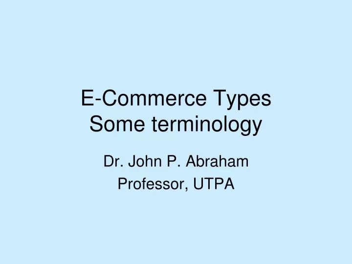 e commerce types some terminology