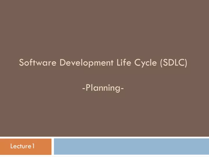 software development life cycle sdlc planning